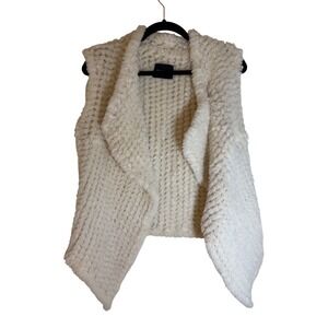 Dolce Cabo Cream Furry Knitted Open Front Vest Women's S/M